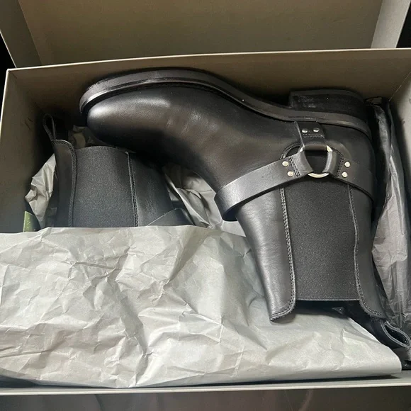 All Saints Salome Black Ankle Harness Biker Boots Punk Goth New in Box - Picture 2 of 9